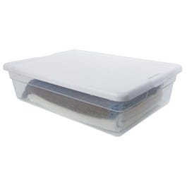 Storage Box, White Lid With See-Thru Base, 28-Qts.