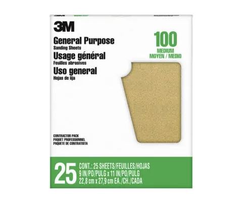 3M Aluminum Oxide Sanding Sheet 100-Grit