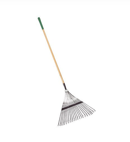 Green Thumb Lawn & Leaf Rake Steel Tines Wood Handle