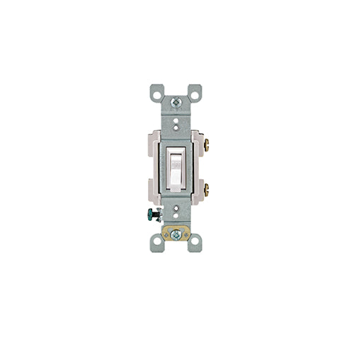 Leviton 15 Amp Toggle Switch, Grounding Clip, White