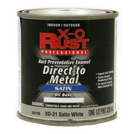 Premium Oil-Base Paint, Satin, White, Interior/Exterior, 1/2-Pt.