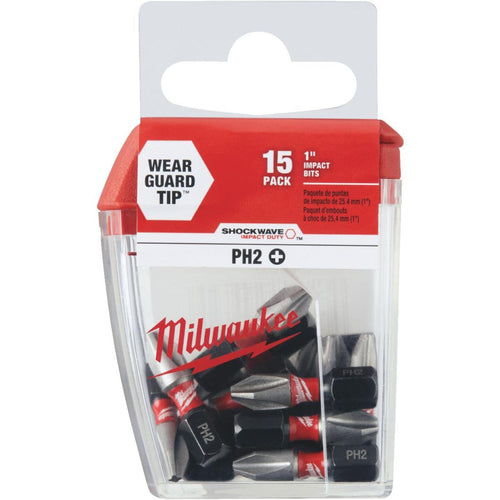 Milwaukee Shockwave #2 Phillips 1 In. Insert Impact Screwdriver Bit (15-Pack)