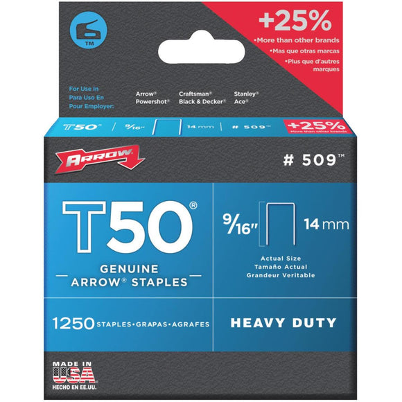 Arrow T50 Heavy-Duty Staple, 9/16 In. (1250-Pack)