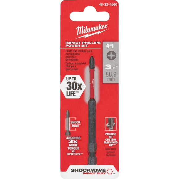 Milwaukee Shockwave #1 Phillips 3-1/2 In. Power Impact Screwdriver Bit