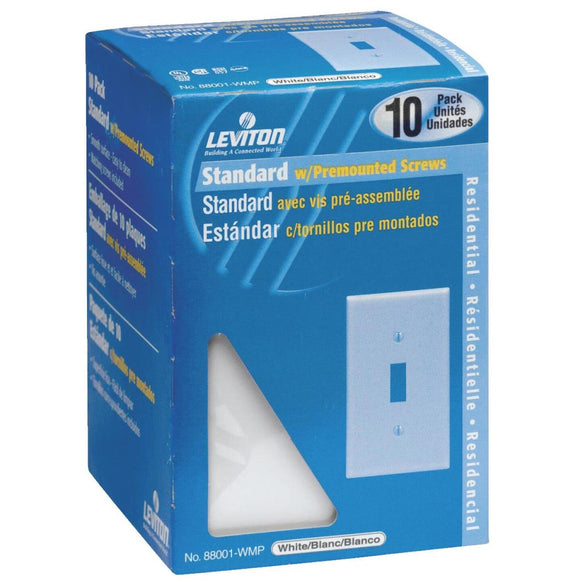 Leviton 1-Gang Plastic Toggle Switch Wall Plate, White (10-Pack)