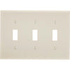 Leviton 3-Gang Plastic Toggle Switch Wall Plate, Light Almond