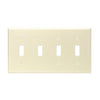 Leviton 4-Gang Plastic Toggle Switch Wall Plate, Ivory