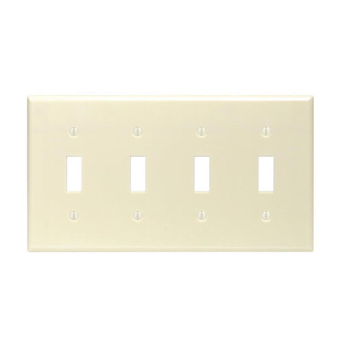 Leviton 4-Gang Plastic Toggle Switch Wall Plate, Ivory