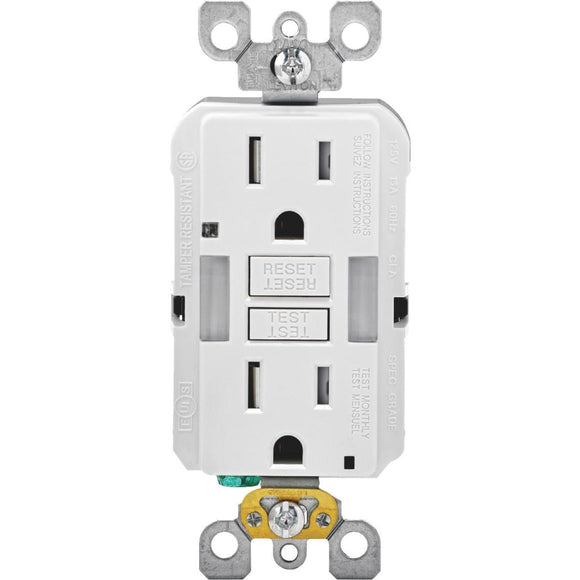 Leviton SmartLockPro Self-Test 15A White Tamper Resistant 5-15R GFCI Outlet